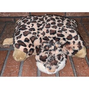 Animallow 12" Leopard Print Plush Pillow Pet Folding Stuffed Animal Toy